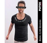 Pistol Boutique T-Shirt Da Uomo Nero Girocollo Raw Music Is My Religion