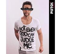 Pistol Boutique T-Shirt Uomo Fitted Bianco Collo Tondo NOT EVEN GOD JUDGE