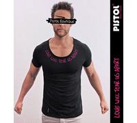 Pistol Boutique T-Shirt Uomo Nero Collo Rotondo Scoop LOVE WILL TEAR US APART