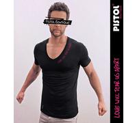 Pistol Boutique T-Shirt Uomo Nero Fitted Deep V Neck Love Will Tear Us Apart
