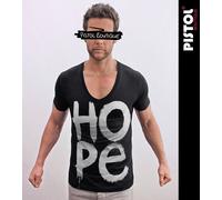 Pistol Boutique T-Shirt Uomo Slim Nero Deep V-Neck Graffiti HOPE Paint