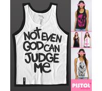 Pistol Boutique Top Senza Maniche Bianco Casual Non Anche Dio Può Giudicare