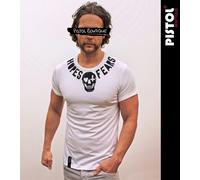 Pistol Boutique Uomo Aderente Bianco Girocollo Hopes & Fears Skull Torace