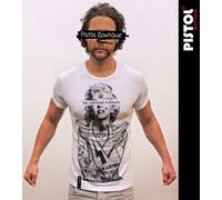 Pistol Boutique Uomo Aderente Bianco Girocollo Marilyn Monroe Tatuaggio Teschio