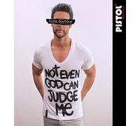 Pistol Boutique Uomo Bianco Aderente Profondo Scollo V Not Even God Can Judge Me