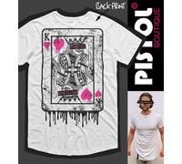 Pistol Boutique Uomo Bianco Lungo Linea Girocollo Re Di Cuori Back