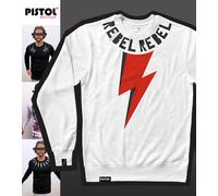 Pistol Boutique Uomo Bianco Rebel David Bowie Lightning Bolt Felpa