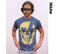Pistol Boutique Uomo Girocollo Bowie Fulmine Cuore Teschio Moda T-Shirt
