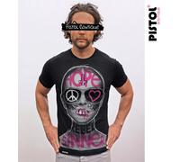 Pistol Boutique Uomo Girocollo Graffiti Hope Peccatore Pace Cuore Girl T-Shirt