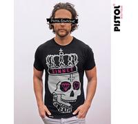 Pistol Boutique Uomo Girocollo Life & Death Peccatore Grafico Skull Crown
