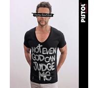 Pistol Boutique Uomo Nero Fitted Deep V Neck NOT EVEN GOD CAN JUDGE ME T-Shirt