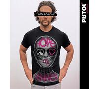 Pistol Boutique Uomo Nero Girocollo Hope Peccatore Pace Cuore Logo Girl T-Shirt