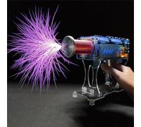 Pistola a bobina Tesla portatile, kit educativo scientifico con bobina al plasma giocattolo da tavolo con lunghezza dell'arco regolabile, grilletto singolo e automatico, generatore di arco artificiale