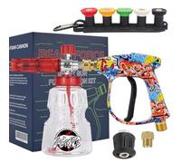 Pistola a spruzzo ad alta pressione con connettore rapido da 6,35 mm, lancia per schiuma e 5 punte di spruzzo e supporto per ugello a clip, compatibile con alcune idropulitrici Greenworks Karcher