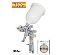 PISTOLA A SPRUZZO AEROGRAFO H.V.L.P. CON SERBATOIO A CADUTA 500ml UGELLO 1,4 mm