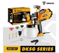 Pistola a spruzzo DEKO HVLP con luce a LED e 3 ugelli 1200ml spruzzatore di vernice elettrico ad alta potenza di grande capacità per la casa fai da te DKSG60K1-GS