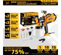 Pistola a spruzzo DEKO HVLP con luce a LED e 3 ugelli 1200ml spruzzatore di vernice elettrico ad DKSG60K1-GS