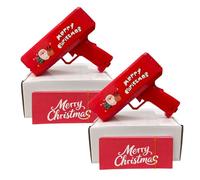 Pistola a spruzzo di carta per feste di Natale, stelle filanti con Babbo Natale, rosso, 18,5 cm (rosso, 2 pezzi)
