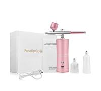 Pistola a spruzzo, Kit aerografo con compressore, mini pistola a spruzzo wireless for progetti artistici e di pittura precisi(Pink)