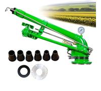 Pistola a spruzzo per irrigazione agricola, irrigatore a impatto da 5,1 cm con manometro e ugello di ricambio, spruzzo di irrigazione rotante a 360°, portata 21 m3/h-107,9 m3/h per l'irrigazione del
