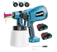 Pistola a Spruzzo per Vernice HVLP 500W, Spruzzatore Elettrico con Serbatoio da 1000ML, Flusso 800ML/Min, 3 Ugelli & 3 Modelli, Flusso Regolabili, con Giunti per Pulizia e Soffiaggio(Blu）