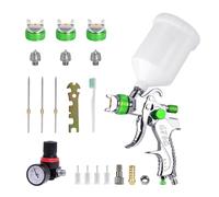 Pistola A Spruzzo Pneumatica For Verniciatura Ad Aria Compressa Da 600 Ml Con Ugelli Da 1,4/1,7/2,0 Mm For Verniciatura Di Precisione(Green with Gauge)