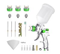 Pistola A Spruzzo Pneumatica For Verniciatura Ad Aria Compressa Da 600 Ml Con Ugelli Da 1,4/1,7/2,0 Mm For Verniciatura Di Precisione(Green with 50 funnel)