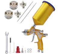 Pistola a spruzzo professionale HVLP con ugelli da 1,3/1,8 mm e tazza per pistola per vernice in alluminio da 750 cc - TE20 spruzzatore per vernice automobilistica, adatta per primer, vernice e top