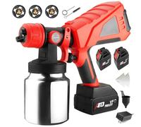 Pistola a spruzzo senza fili, 750 W ad alta potenza, 3 ugelli, tazza rimovibile da 800 ml, flusso regolabile da 0 a 900 ml/min, 2 batterie per mobili, recinzioni, auto, sedie