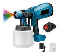 Pistola a vernice senza fili, 1 x 1,5 Ah, batterie al litio e caricabatterie 18 V, spruzzatore elettrico 200 ml, 1000 ml, 3 modalità di spruzzatura per la casa, armadietti, pareti, mobili,recinzioni