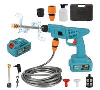 Pistola ad acqua ad alta pressione con batteria, 300 W, in puro rame, 12000 mAh, portata di 10 m, con pentola in schiuma a doppia batteria, idropulitrice senza fili (1 batteria / scatola di plastica)