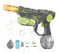 Pistola ad acqua elettrica 2 in 1 con macchina per bolle di sapone, luce e ricarica USB, 4 modalità, pistola automatica ad acqua per adulti e bambini, grande capacità, elettrica molto forte (D)