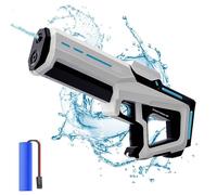 Pistola ad acqua elettrica con assorbimento automatico dell'acqua, 300 ml, 2 in 1, pistola elettrica ad acqua, per adulti, pistola a spruzzo d'acqua elettrica per bambini (bianco)
