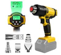 Pistola ad aria calda a batteria con display LCD per Dewalt 20 V (senza | Roadtime Pistola ad aria calda senza fili da 300 W, flusso d'aria da 220 l/min, regolazione della temperatura variabile