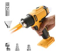 Pistola ad aria calda a batteria per Dewalt 18V, pistola ad aria calda con display digitale LCD e 5 ugelli, pistola termica da 350 W, pistola termica regolabile da 50 a 550 ℃, per fai da te (Giallo)