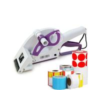 Pistola applicatore portatile per etichette per applicazione rapida di codici a barre su varie superfici, comprese bottiglie rotonde e scatole