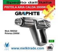 Pistola termica 2000 W, intervallo di temperatura: I: 25 ° C, II: 350 ° C, II...