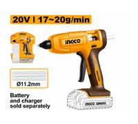 Pistola Colla Termica a Batterie 20V INGCO con 3 stick - Nuda senza batteria