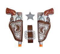 Pistola da cowboy, 6 accessori per costume da cowboy, con cavezza e distintivo zodiacale a cinque punte, pistola giocattolo da cowboy, cintura da cowboy, accessori da cowboy, per carnevale, Halloween
