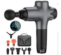 Pistola da massaggio, portatile, portatile, per massaggi muscolari, per atleti, super silenzioso, per rilassamento profondo, con 8 teste di massaggio/schermo touch LCD (grigio)