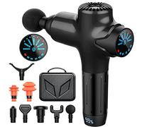 Pistola da massaggio, portatile, portatile, per massaggi muscolari, per atleti, super silenzioso, per rilassamento profondo, con 8 teste di massaggio/schermo touch LCD (nero)
