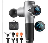 Pistola da massaggio, portatile, portatile, per massaggi muscolari, per atleti, super silenzioso, per rilassamento profondo, con 8 teste di massaggio/schermo LCD touch screen (argento)