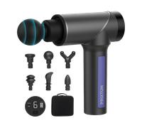 PRIXTON - Pistola da Massaggio Muscolare Fitness MGF100 - Potenza 30 Watt - 3300 giri/min - 9 velocità - 6 testine - Custodia - Wireless