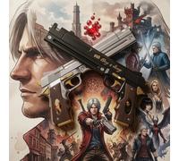 Pistola Dante in PU da 15 Pollici, Devil May Cry 4, Accessorio Cosplay Anime, Replica in Ebano e Avorio, Arma DMC a Grandezza Naturale, Oggetto da Collezione, Regalo