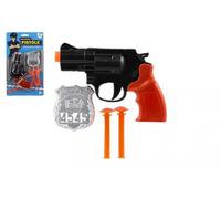 Pistola della polizia con distintivo e dardi a ventosa, 15 cm