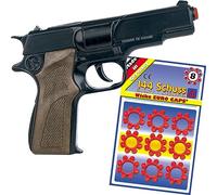 Pistola di alta qualità con 144 munizioni di tiro della polizia, cowboy per bambini e adulti accessori per costume (pistola polizia)