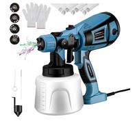 Pistola di Vernice, Pistola a Spruzzo per Verniciare Elettrica da 800W, 4 Ugelli in Rame con Capacità di 1400ML Verniciatore a Spruzzo a Batteria per Pareti, Recinzioni, Legno e Soffitti (Blu)