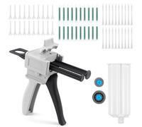 Pistola dosatrice 2 K, pistola per colla epossidica, 50 ml, miscelata per miscelare colla 2:1 AB, con 60 ugelli miscelatori statici