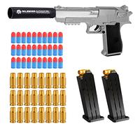 Pistola Giocattolo a Proiettile Morbido,Blaster in Schiuma Morbida,Pistola Giocattolo di Schiuma Blaster,con Proiettile Morbido e Caricatore,per 6+ Regali per Bambini (Argento)