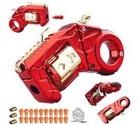 Pistola giocattolo EDC in metallo, con punta delle dita, doppia trasformazione, dispositivo portatile per adulti, anti stress, giocattolo con 20 bullet morbide, può iniziare, 4,33 in (rosso)